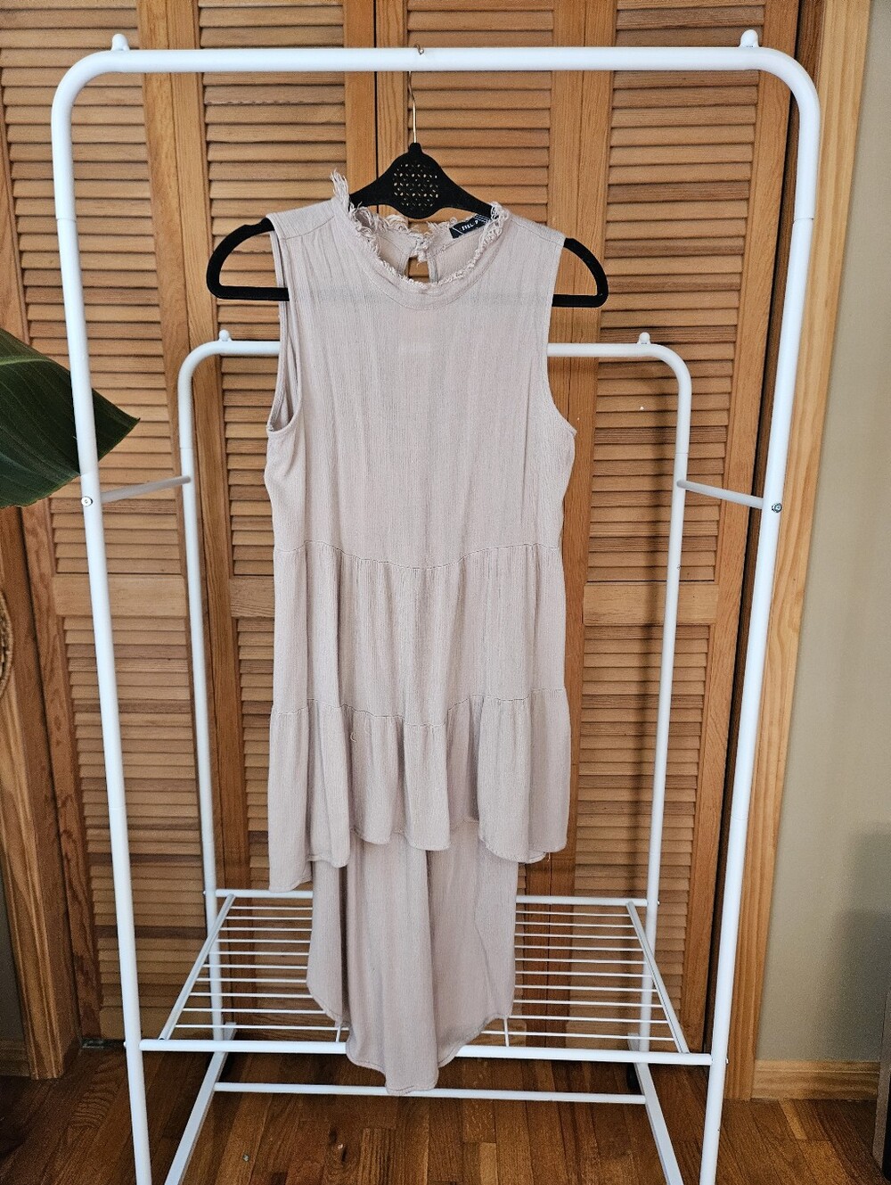 Mauve Purple Boho High Low Raw Hem Tank Top